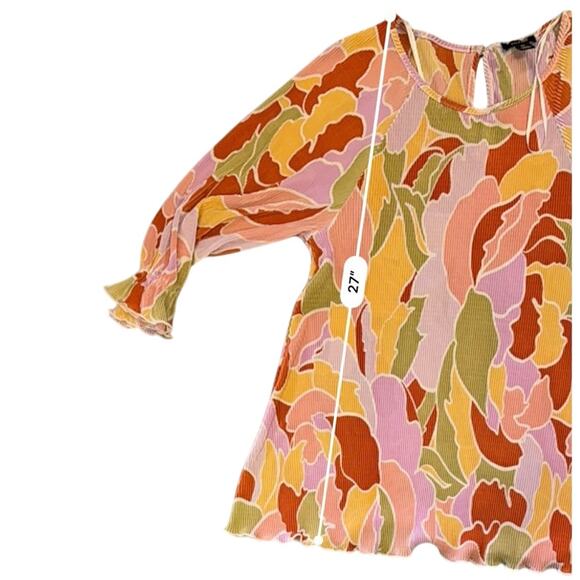 Halogen Pleated Floral Blouse 2X Retro Spring Top Y2K - Picture 6 of 10